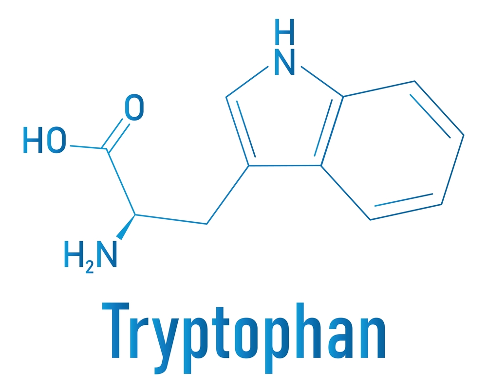 Молекула L-триптофана состоит из углерода, водорода, азота и кислорода. Всего в ней 27 атомов L-триптофан